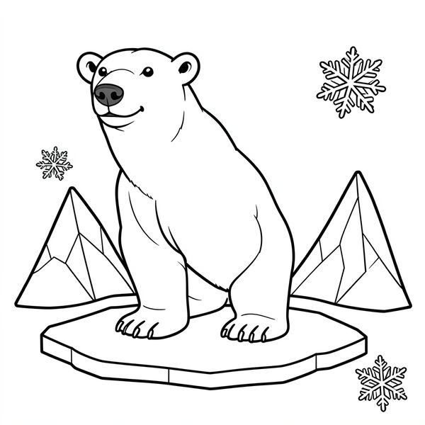 Kolorowanka: niedźwiedź polarny (proste kontury) - Kolorowanki - Dzień Niedźwiedzia Polarnego