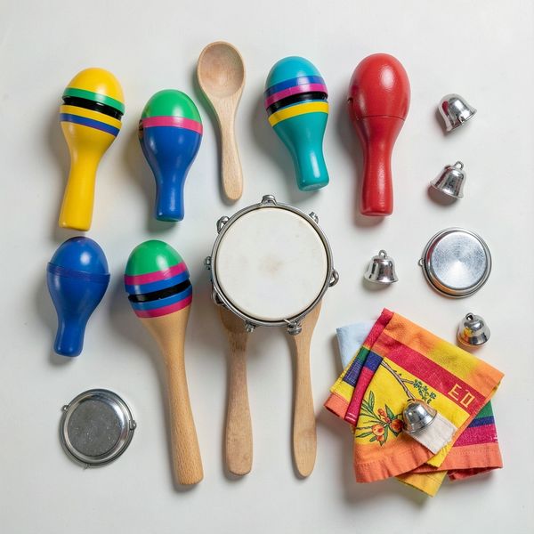 Zestaw instrumentów rytmicznych (fotografia z góry) - Materiały - Dzień Niedźwiedzia Polarnego