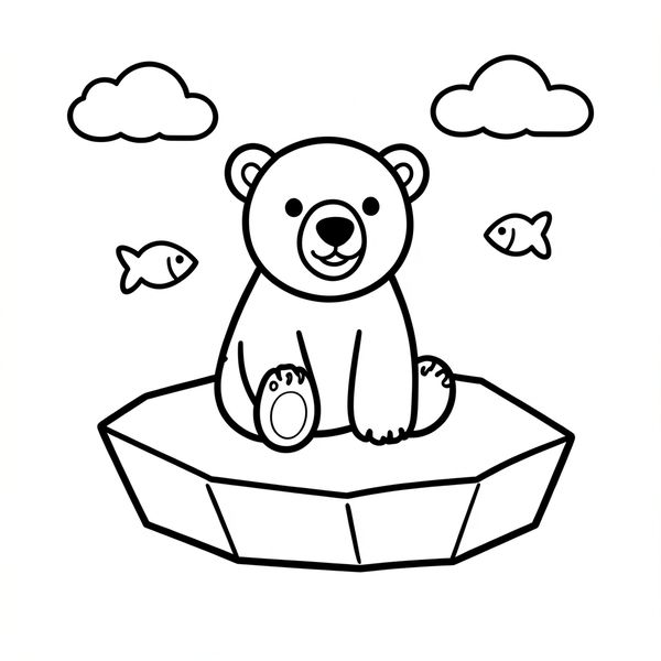 Kolorowanka: niedźwiedź polarny na lodzie — prosty rysunek - Kolorowanki - Dzień Niedźwiedzia Polarnego