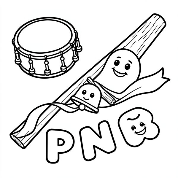 Kolorowanka — instrumenty i litery - Kolorowanki - Dzień Pisarza