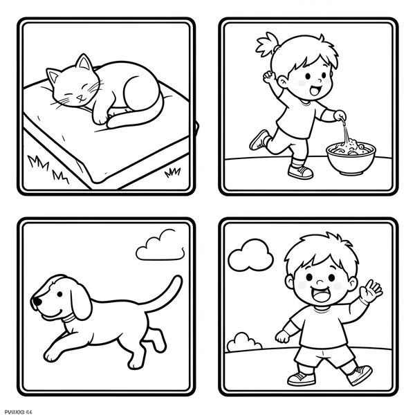 Kolorowanki — co robi (linie) - Kolorowanki - Dzień Gramatyki