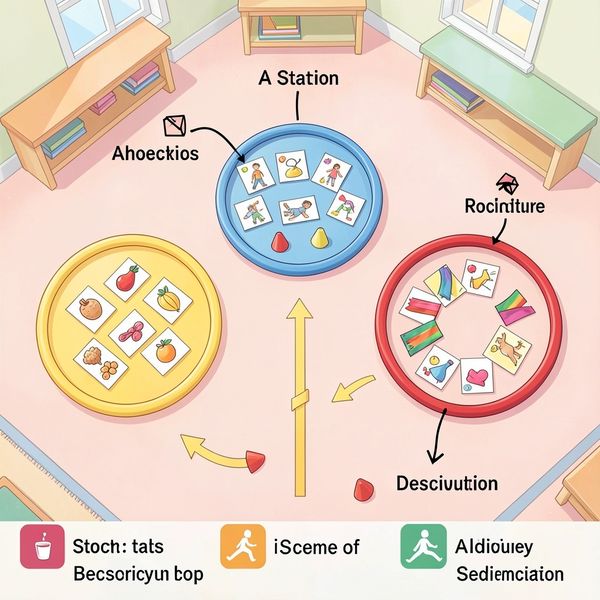 Plan toru słów — stacje z hula-hoop i kolorowymi szalikami - Szablony - Dzień Gramatyki