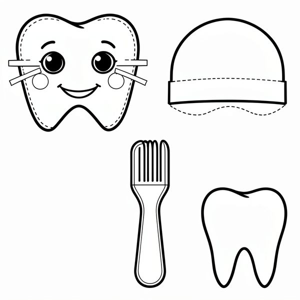 Maski i proste rekwizyty papierowe - Szablony - Dzień Dentysty