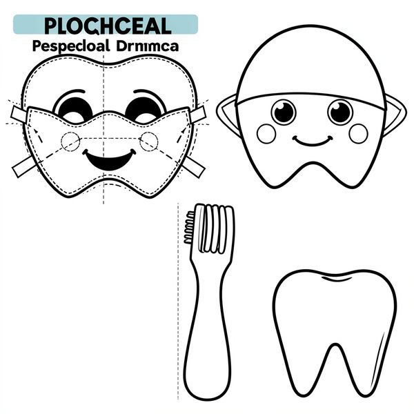 Maski i proste rekwizyty papierowe - Szablony - Dzień Dentysty