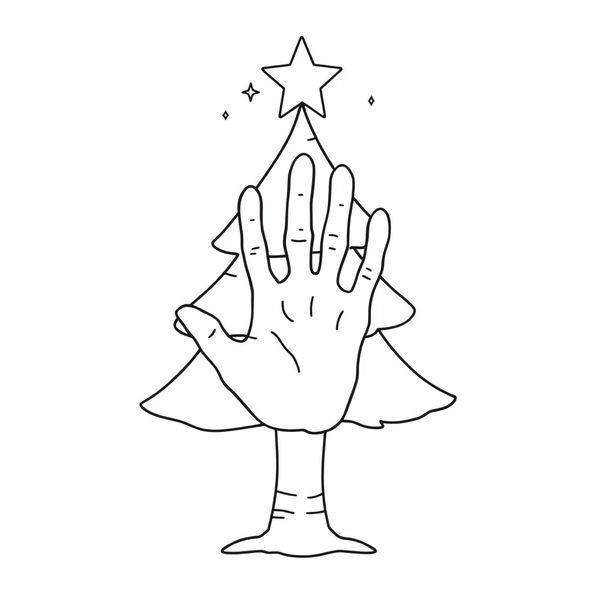 Kolorowanka: Choinka z odcisków dłoni