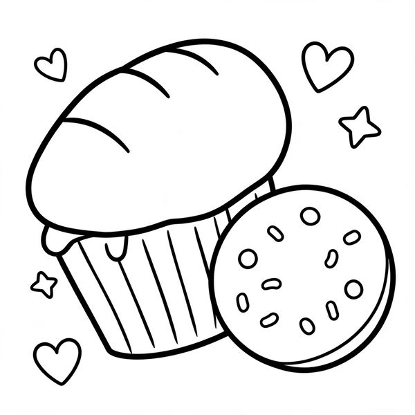 Kolorowanka — bułeczka i babeczka - Kolorowanki - Dzień Piekarza i Cukiernika