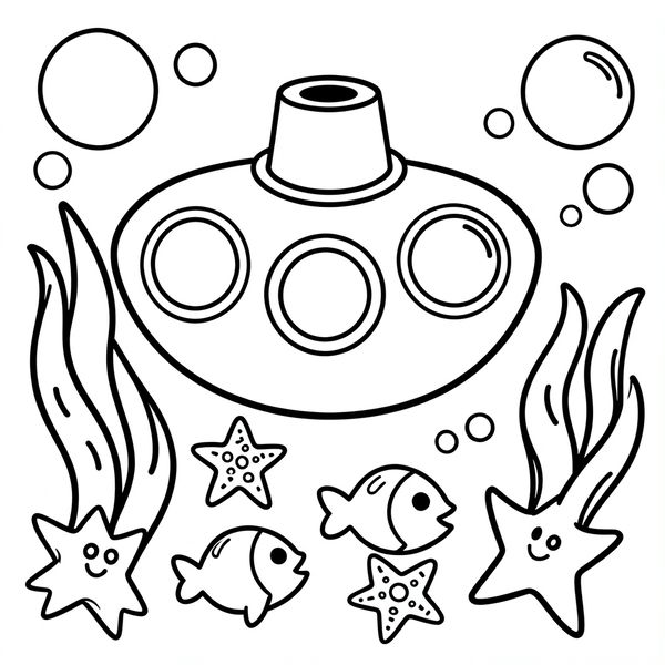 Kolorowanka — Łódź podwodna - Kolorowanki - Dzień Łodzi Podwodnej