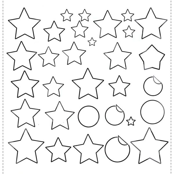 Szablon naklejek — arkusz gwiazdek i kółek