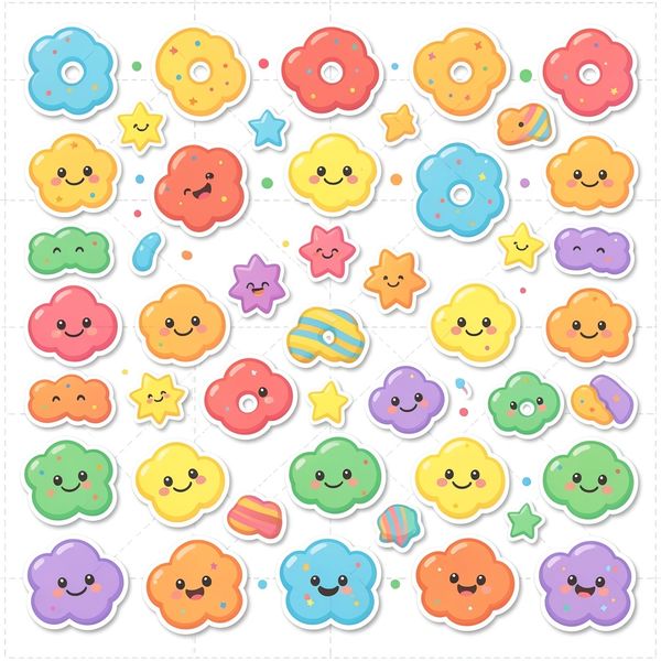 Arkusz naklejek — kolorowe płatki i elementy dekoracyjne - Materiały - Dzień Płatków Śniadaniowych