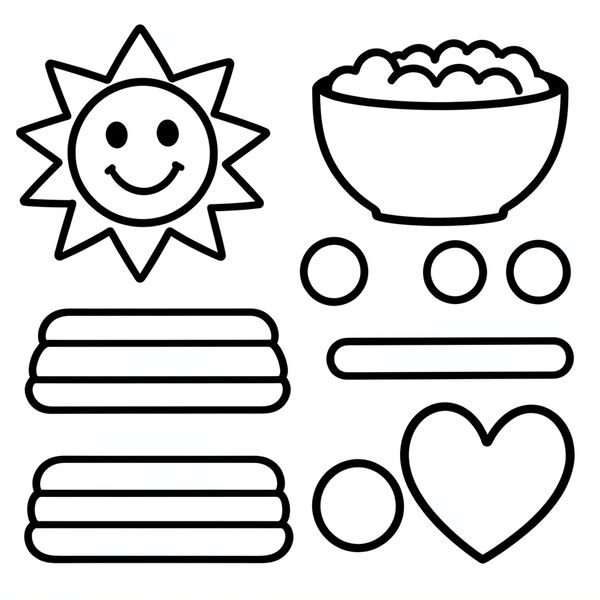 Szablony prostych kształtów (słońce, miseczka, paski) - Szablony - Dzień Płatków Śniadaniowych