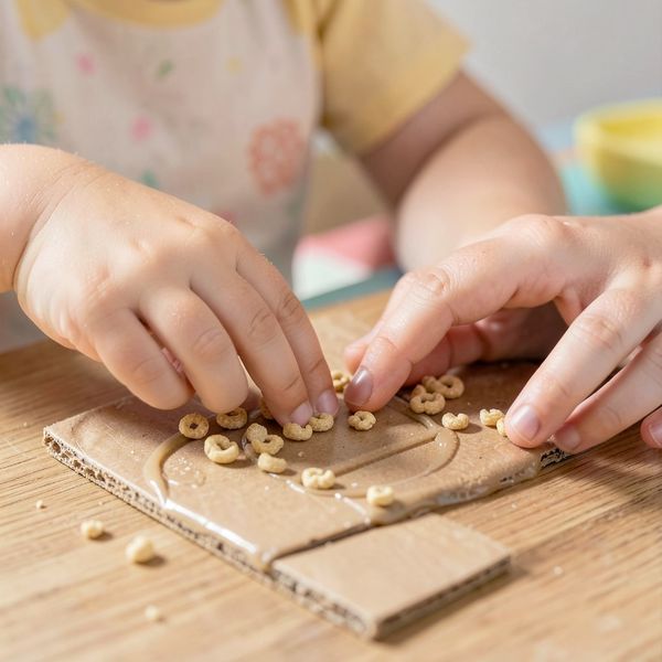 Kolaż z płatków — dziecko przykleja płatki - Materiały - Dzień Płatków Śniadaniowych