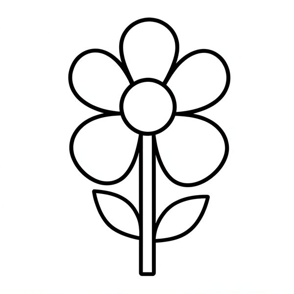 Kolorowanka: prosty kwiatek - Kolorowanki - Dzień Kobiet