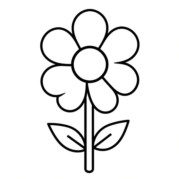 Kolorowanka: prosty kwiatek - Kolorowanki - Dzień Kobiet
