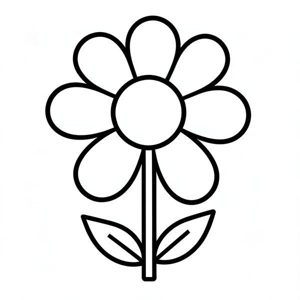 Prosta kolorowanka — duży kwiat dla maluszków - Kolorowanki - Dzień Kobiet
