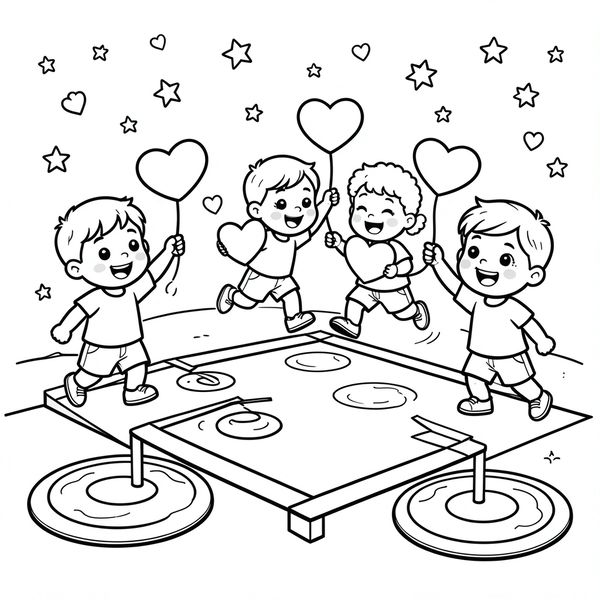 Kolorowanka — Dzieci z prezentami - Kolorowanki - Dzień Mężczyzn