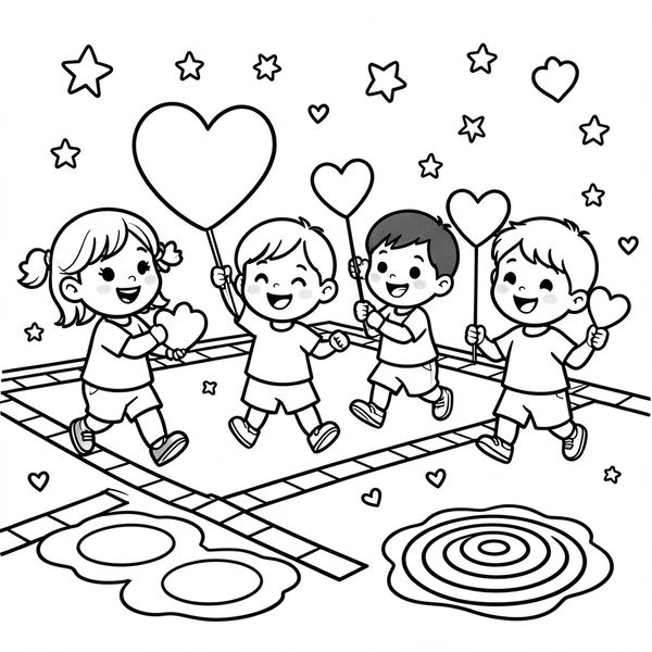 Kolorowanka — Dzieci z prezentami - Kolorowanki - Dzień Mężczyzn