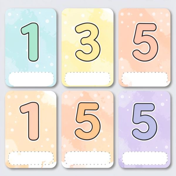 Duże karty z cyframi 1–5 - Szablony - Dzień Matematyki