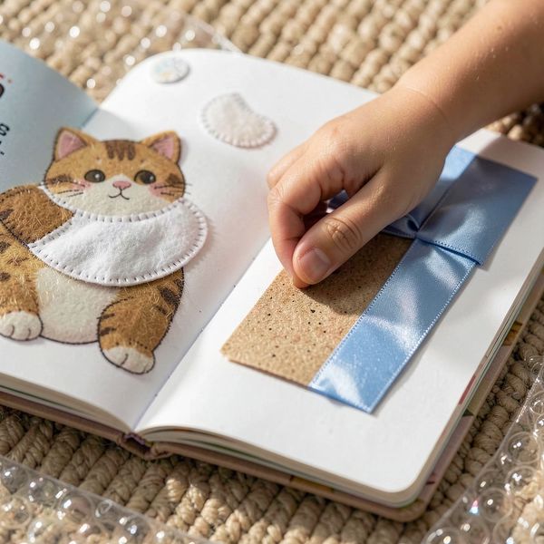 Zbliżenie na stronę książeczki dotykowej — makrofotografia ilustracyjna - Materiały - Dzień Książki dla Dzieci