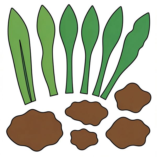 Elementy do wycięcia — listki i ziemia - Szablony - Dzień Marchewki