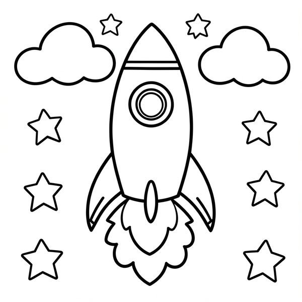 Kolorowanka: prosta rakieta - Kolorowanki - Dzień Lotnictwa i Kosmonautyki