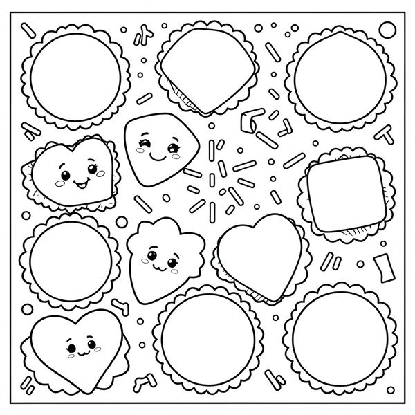 Kolorowanka: kształty pralinek i papilotek - Kolorowanki - Dzień Czekolady