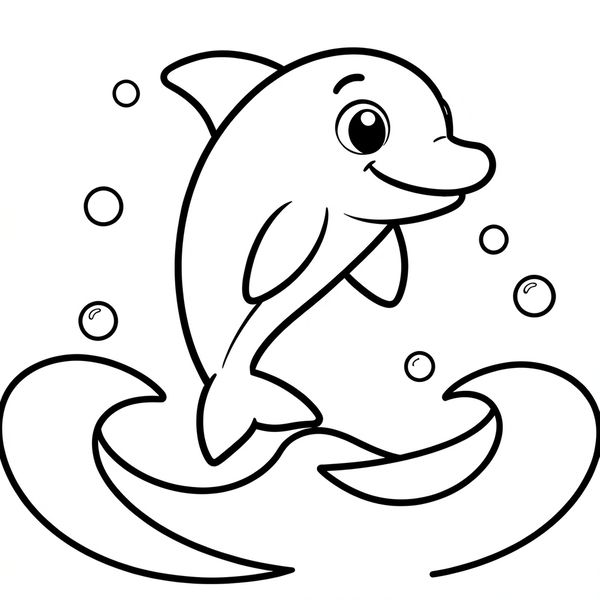 Kolorowanka — wesoły delfin - Kolorowanki - Dzień Delfina