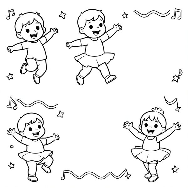 Karta pracy — kolorowanka: tańczące postacie - Kolorowanki - Dzień Tańca