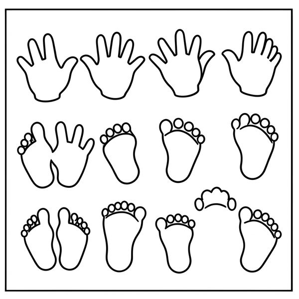 Szablon odbitek dłoni i stóp - Szablony - Dzień Tańca