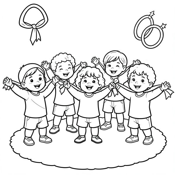 Kolorowanka: Tańczące chusty - Kolorowanki - Dzień Tańca