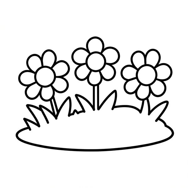 Kolorowanka palcami: Trawa i kwiaty - Kolorowanki - Pierwszy Dzień Wiosny