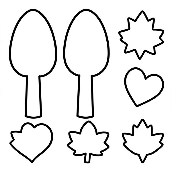 Kolorowanka — proste drzewa i liście - Kolorowanki - Dzień Lasu