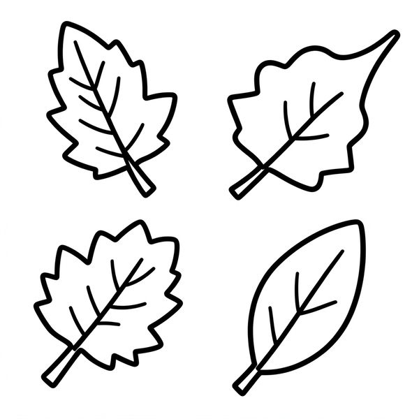 Kolorowanka — proste kontury liści - Kolorowanki - Dzień Lasu