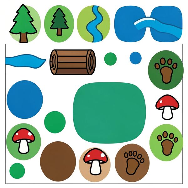 Znaczniki i plansza Leśnego toru ruchu - Szablony - Dzień Lasu