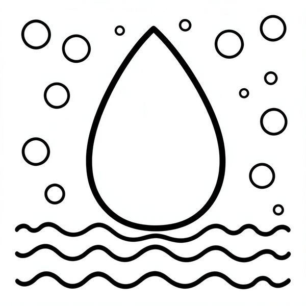 Kolorowanka: kontury kropli i fal - Kolorowanki - Dzień Wody