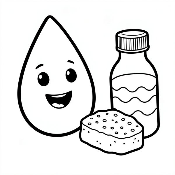 Kolorowanka: kropla i zabawki wodne - Kolorowanki - Dzień Wody