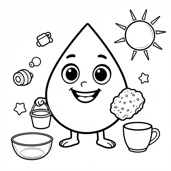 Kolorowanka: Kropla Wody — maskotka - Kolorowanki - Dzień Wody