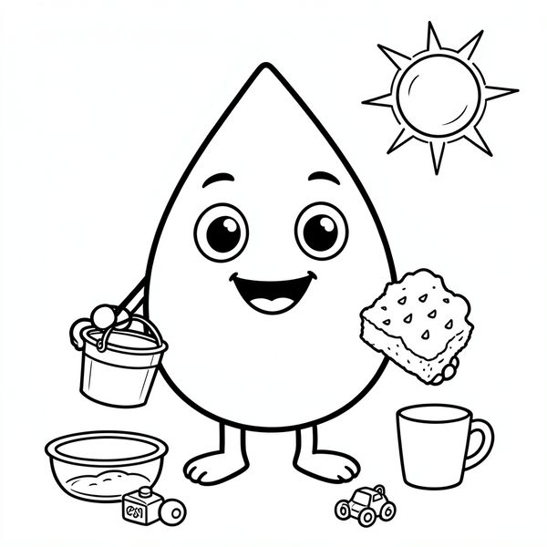 Kolorowanka: Kropla Wody — maskotka - Kolorowanki - Dzień Wody