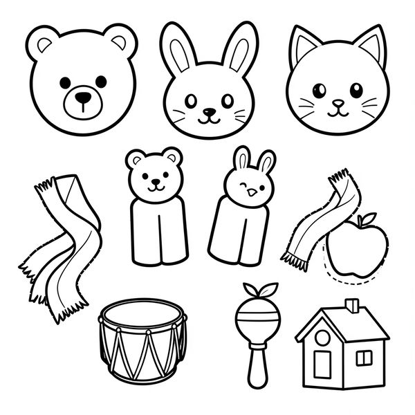 Kolorowanka - maski i kukiełki - Kolorowanki - Dzień Teatru