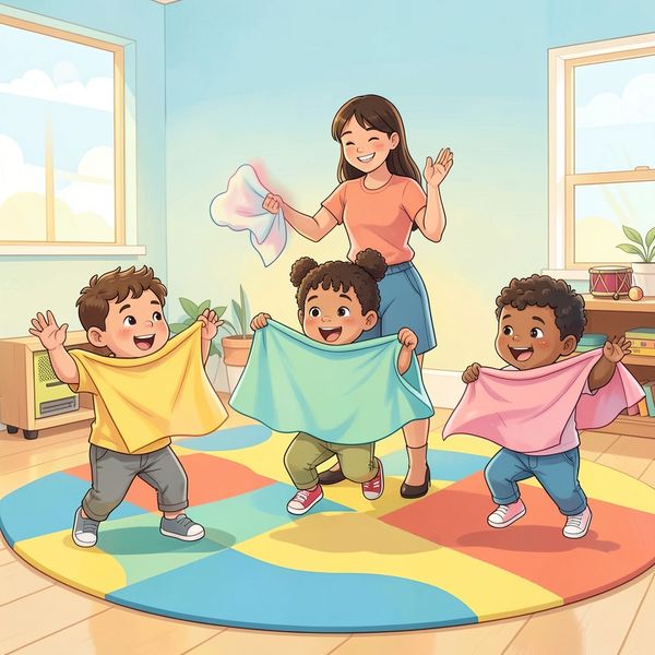 Ruchowo-muzyczny fragment - dzieci z chustami - Materiały - Dzień Teatru