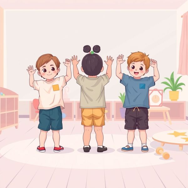 Ilustracja zabawy "Kolce jeża" - demonstracja gestu