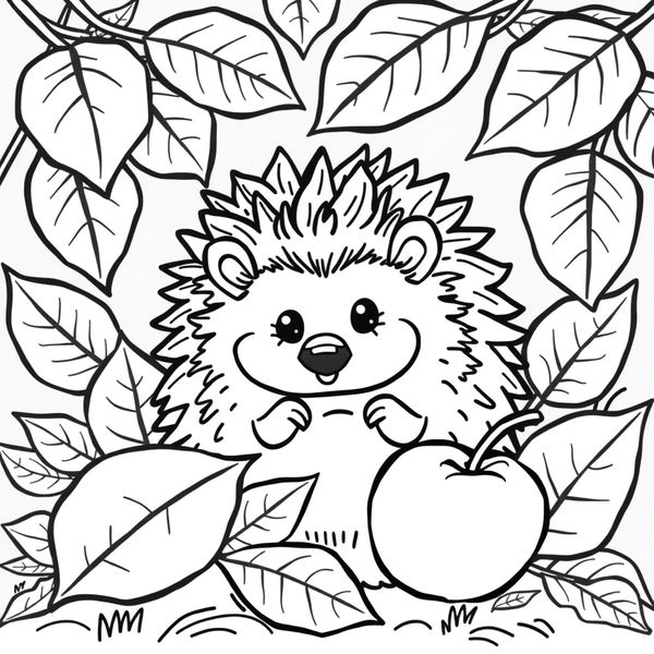 Kolorowanka - Jeż w liściach