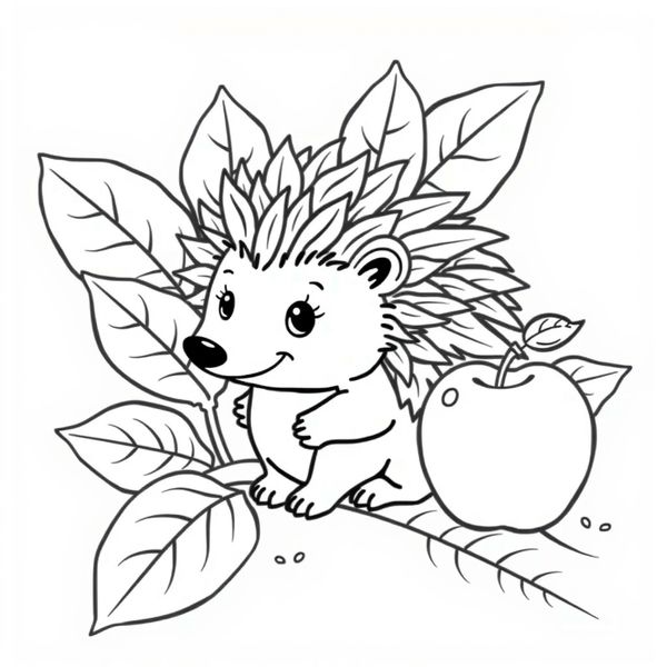 Kolorowanka - Jeż w liściach