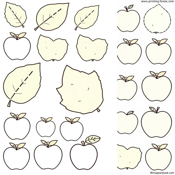Szablony liści i jabłek - wycinanki