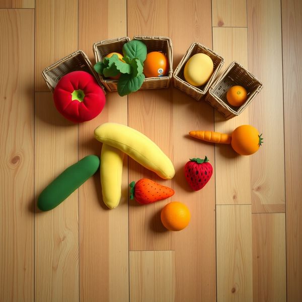 Zdjęcia/ilustracje pluszowych owoców i warzyw (props reference)