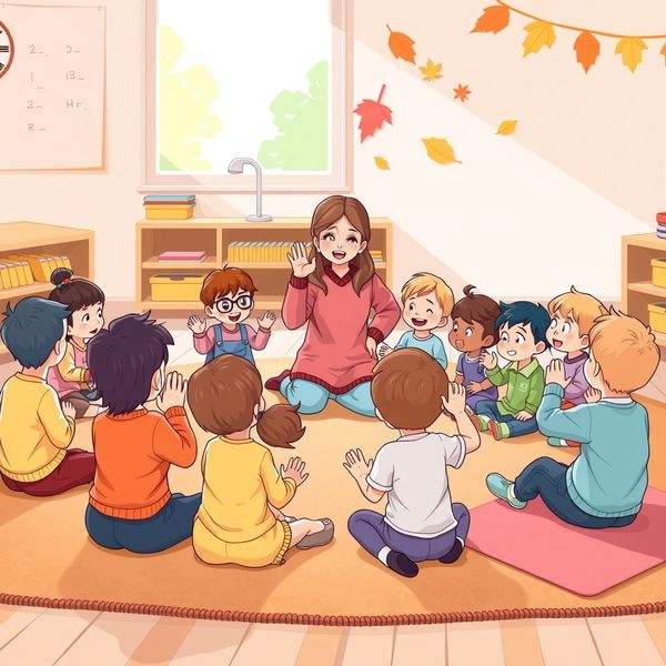 Scena: Dzieci w kole śpiewają powitanie