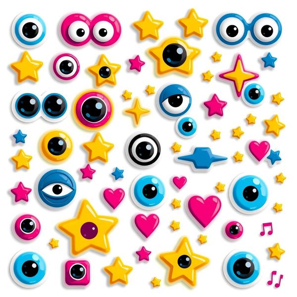 Arkusz naklejek - oczka i gwiazdki
