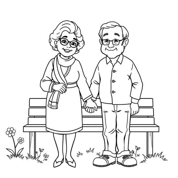 Kolorowanka: Babcia i Dziadek