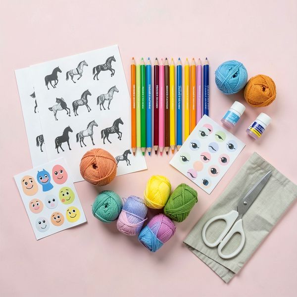 Materiały plastyczne - flatlay - Materiały - Dzień Konia