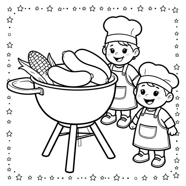 Kolorowanka: Grill i potrawy - Kolorowanki - Dzień Grilla