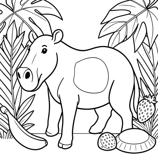 Kolorowanka — tapir w prostym lesie - Kolorowanki - Światowy Dzień Tapira